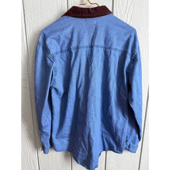 Vintage Embroidered Denim Shirt Women’s Large – Velvet Collar – 90s Cottagecore - Picture 6 of 6